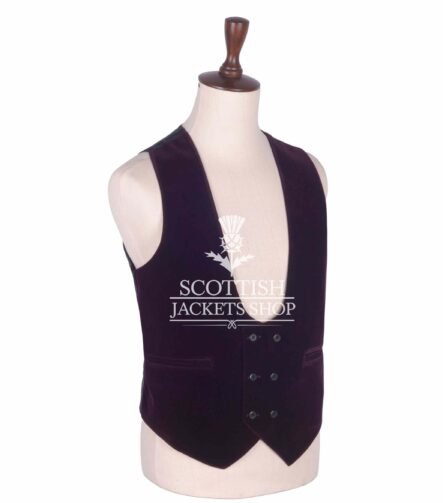 Purple Velvet Double Breasted Kilt Waistcoat