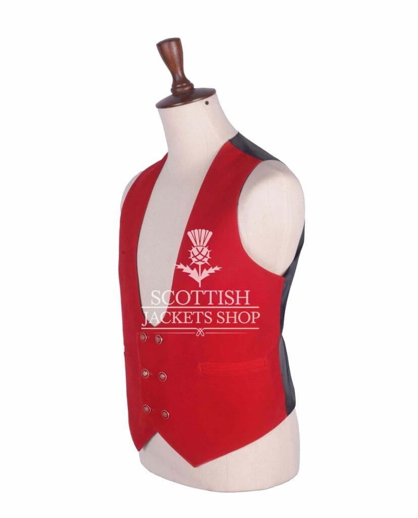 Red Velvet Double Breasted Kilt Waistcoat