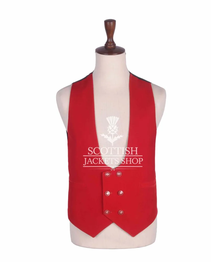 Red Velvet Double Breasted Kilt Waistcoat