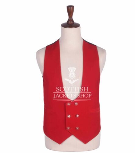 Red Velvet Double Breasted Kilt Waistcoat