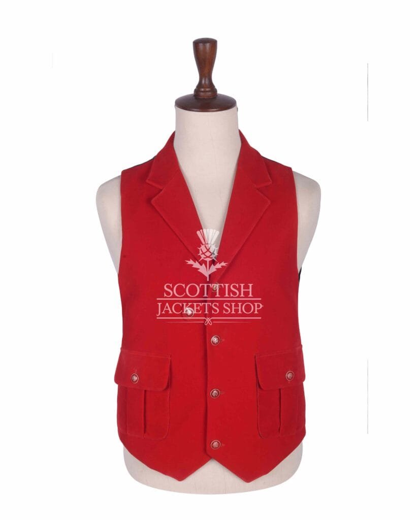 Red Velvet Waistcoat for Men