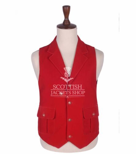 Red Velvet Waistcoat for Men