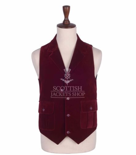 Red Vine Velvet Waistcoat for Men