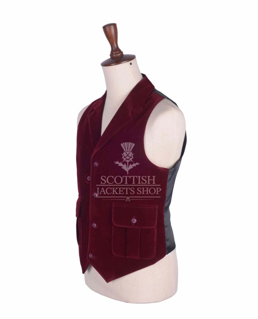 Red Vine Velvet Waistcoat for Men