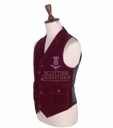 Red Vine Velvet Waistcoat for Men