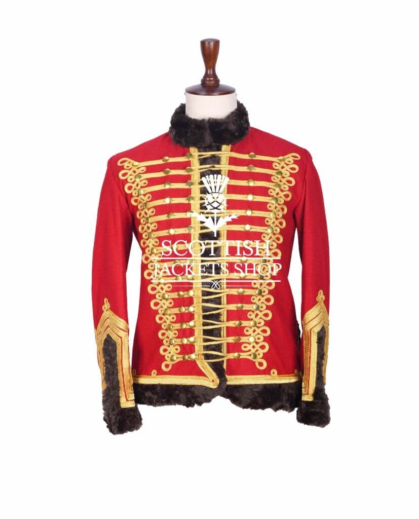 Red Wool Gold Braided Military Piper Drummer Jacket