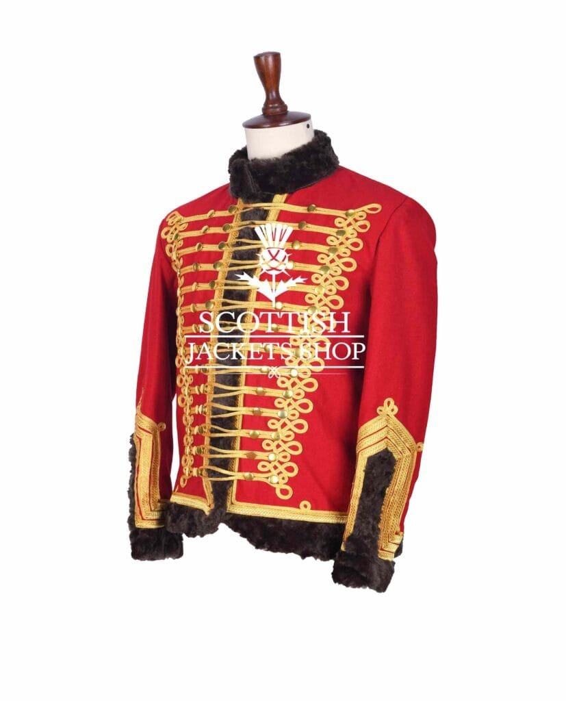 Red Wool Gold Braided Military Piper Drummer Jacket