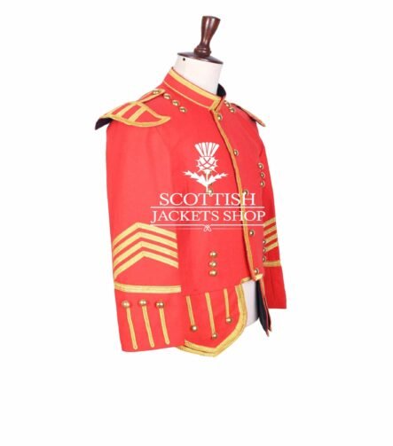 Red Wool Scottish Military Drummer Jacket