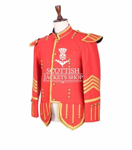 Red Wool Scottish Military Drummer Jacket