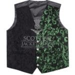 Green and Black Brocade Two Tone Hybrid Waistcoat