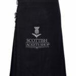 Solid Black Tartan 8 Yard Kilt