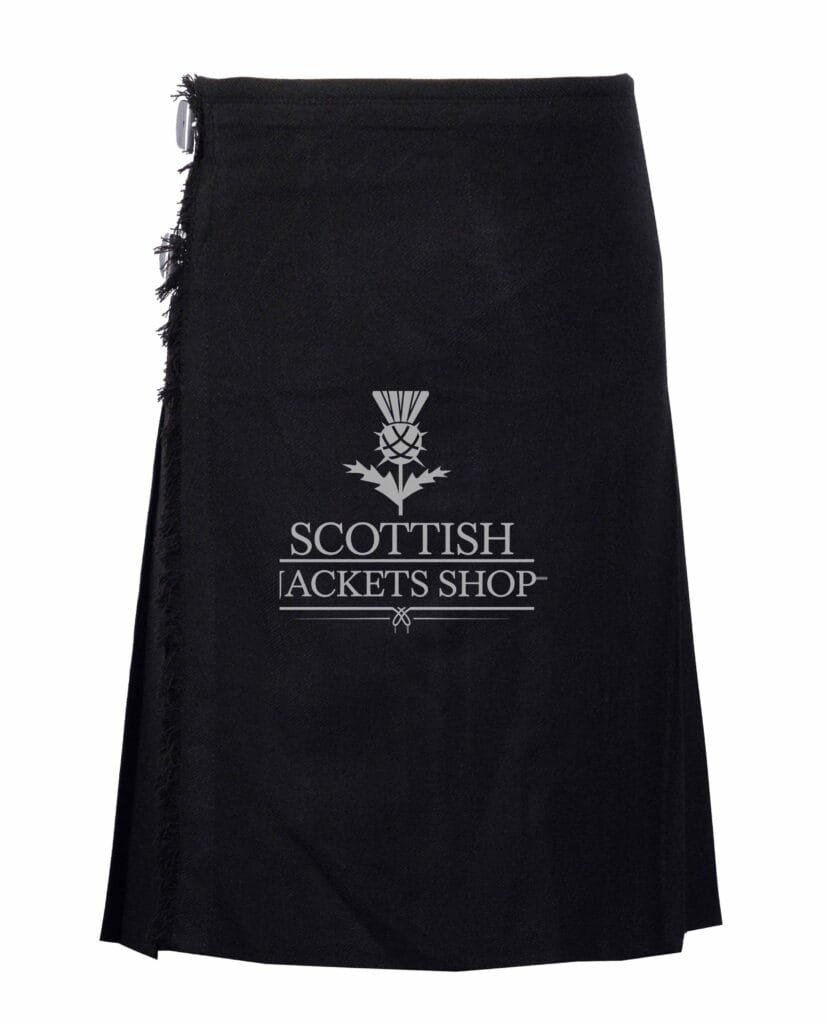 Solid Black Tartan 8 Yard Kilt