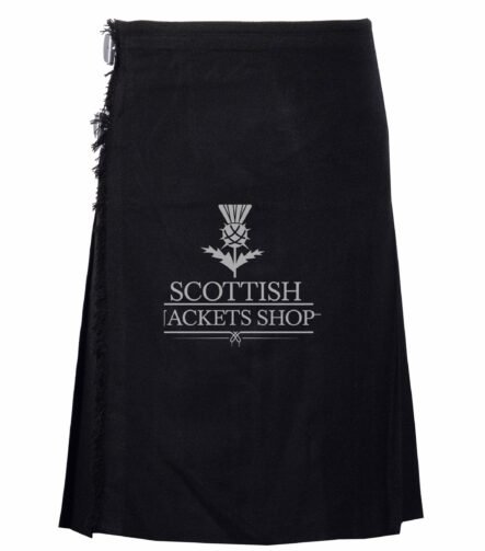 Solid Black Tartan 8 Yard Kilt