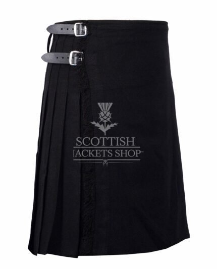 Solid Black Tartan 8 Yard Kilt