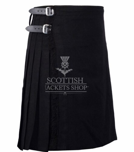 Solid Black Tartan 8 Yard Kilt