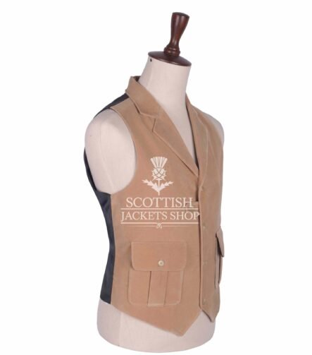 Tan Velvet Waistcoat for Men