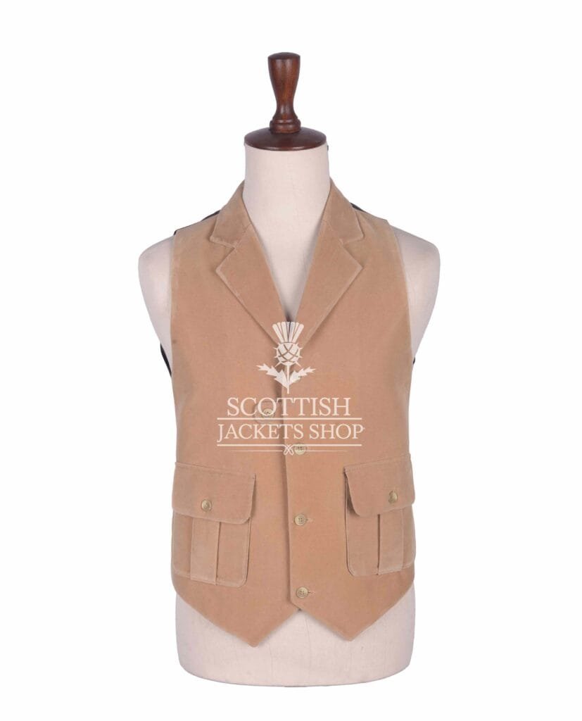 Tan Velvet Waistcoat for Men