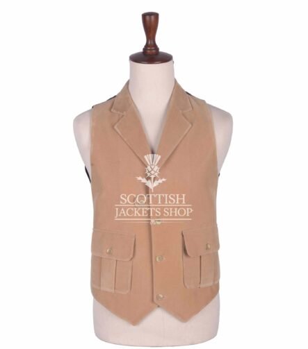 Tan Velvet Waistcoat for Men