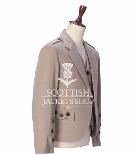 Tan Wool 5 Buttons Argyll Jacket