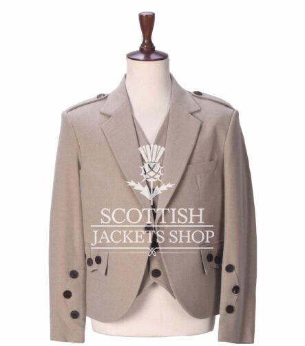 Tan Wool 5 Buttons Argyll Jacket