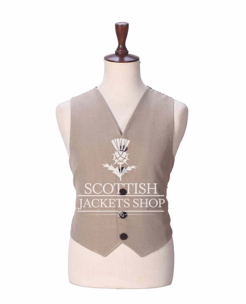 Tan Wool 5 Buttons Argyll Waistcoat
