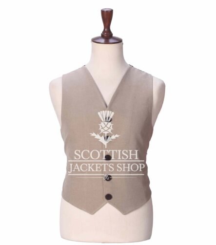 Tan Wool 5 Buttons Argyll Waistcoat
