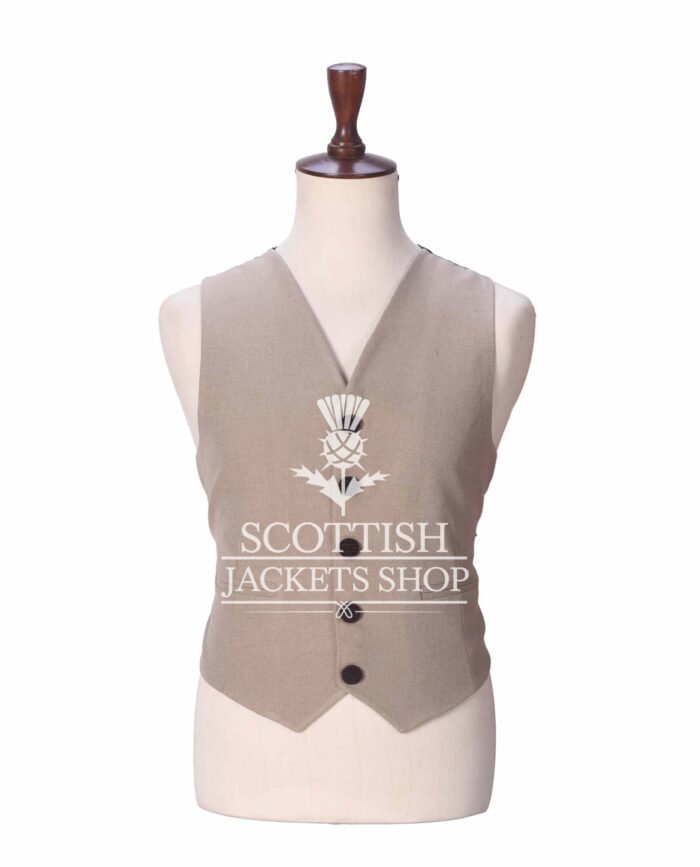 Tan Wool 5 Buttons Argyll Waistcoat
