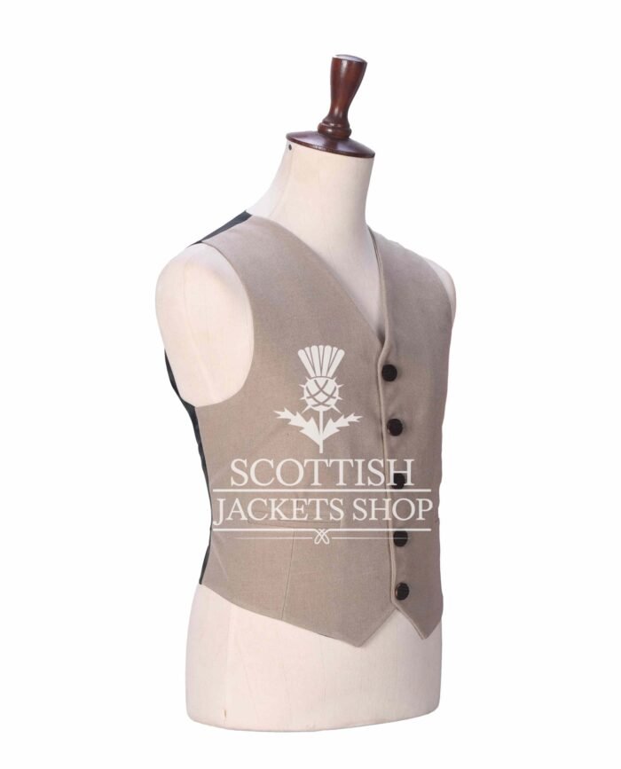Tan Wool 5 Buttons Argyll Waistcoat