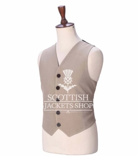 Tan Wool 5 Buttons Argyll Waistcoat