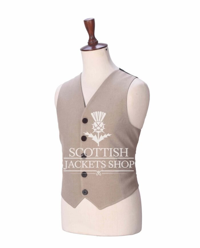 Tan Wool 5 Buttons Argyll Waistcoat
