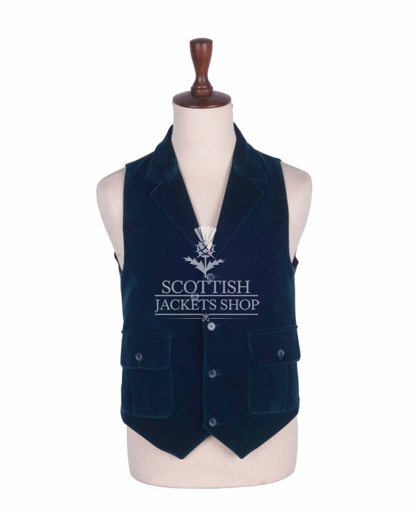 Torquise Blue Velvet Waistcoat