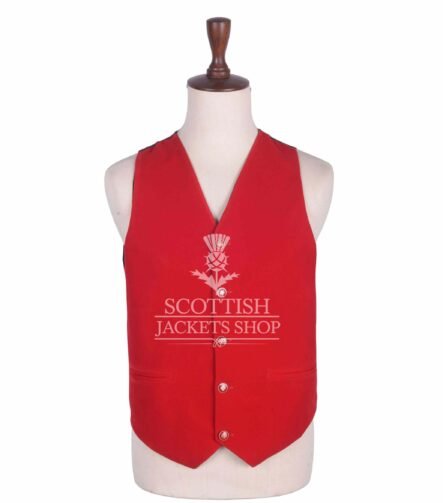 Red Velvet 5 Buttons Argyll Waistcoat