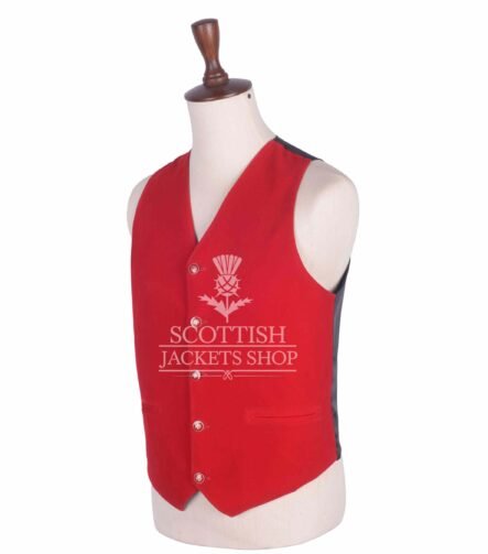 Red Velvet 5 Buttons Argyll Waistcoat