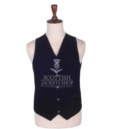 Black Velvet 5 Buttons Argyll Waistcoat