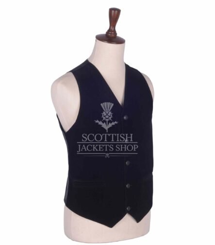 Black Velvet 5 Buttons Argyll Waistcoat