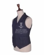 Charcoal Gray Tweed Waistcoat for Men