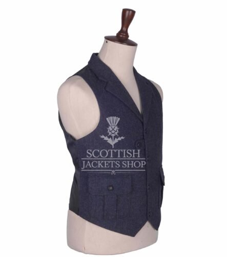 Charcoal Gray Tweed Waistcoat for Men
