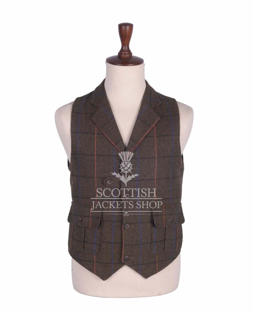 Country Brown Tweed Waistcoat for Men