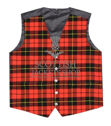 Wallace Red Modern 5 Buttons Argyll Waistcoat