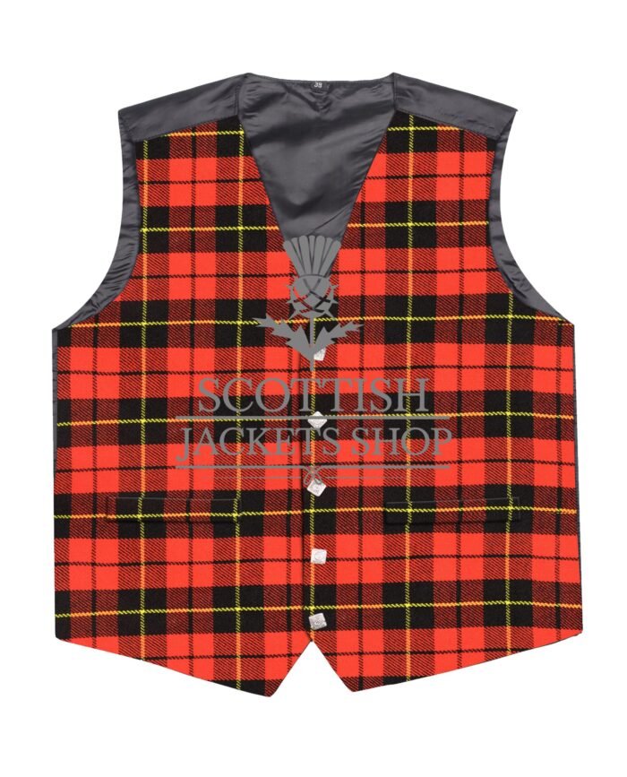Wallace Red Modern 5 Buttons Argyll Waistcoat