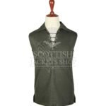 Scottish Sleeveless Jacobite Ghillie Olive Green Kilt Shirt