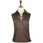 Scottish Sleeveless Jacobite Ghillie Brown Kilt Shirt