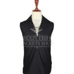 Scottish Sleeveless Jacobite Ghillie Black Kilt Shirt
