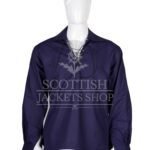 Scottish Jacobite Gillie Navy Blue Kilt Shirt