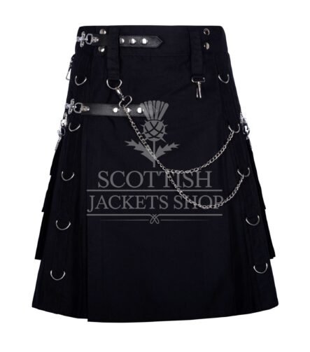 Black Cotton Gothic Kilt
