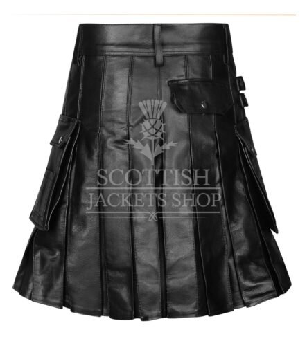 Black Leather Utility Kilt