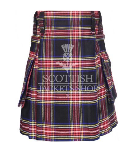 Black Stewart Tartan Utility Kilt