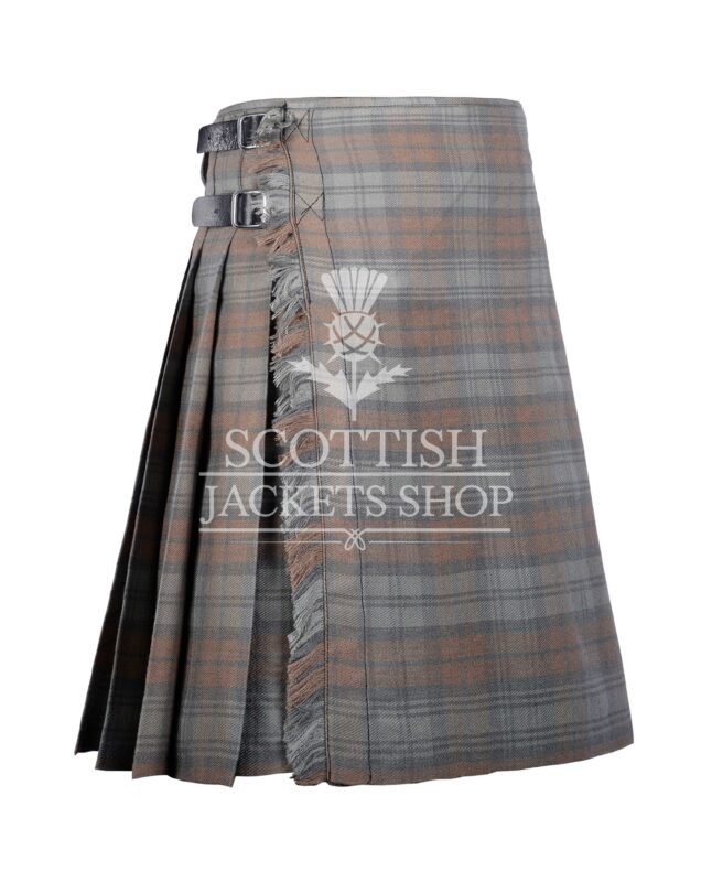 Black Watch Weathered Tartan 8 Yard Kilt front view with pleats