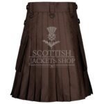 Brown Cotton Utility Kilt