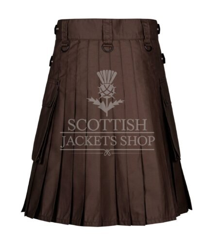 Brown Cotton Utility Kilt